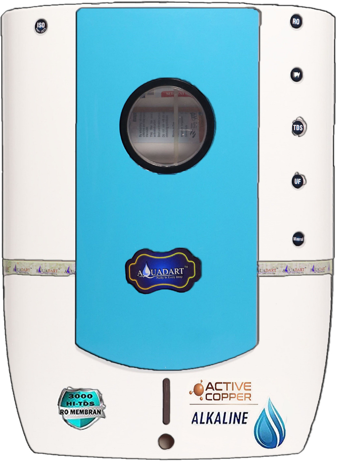 Image of AquaDart Copper + Alkaline Advanced Premium RO Water Purifier With Japanese UV Lamp And High TDS 3000 Membrane 12 L RO + UV + UF + TDS Water Purifier