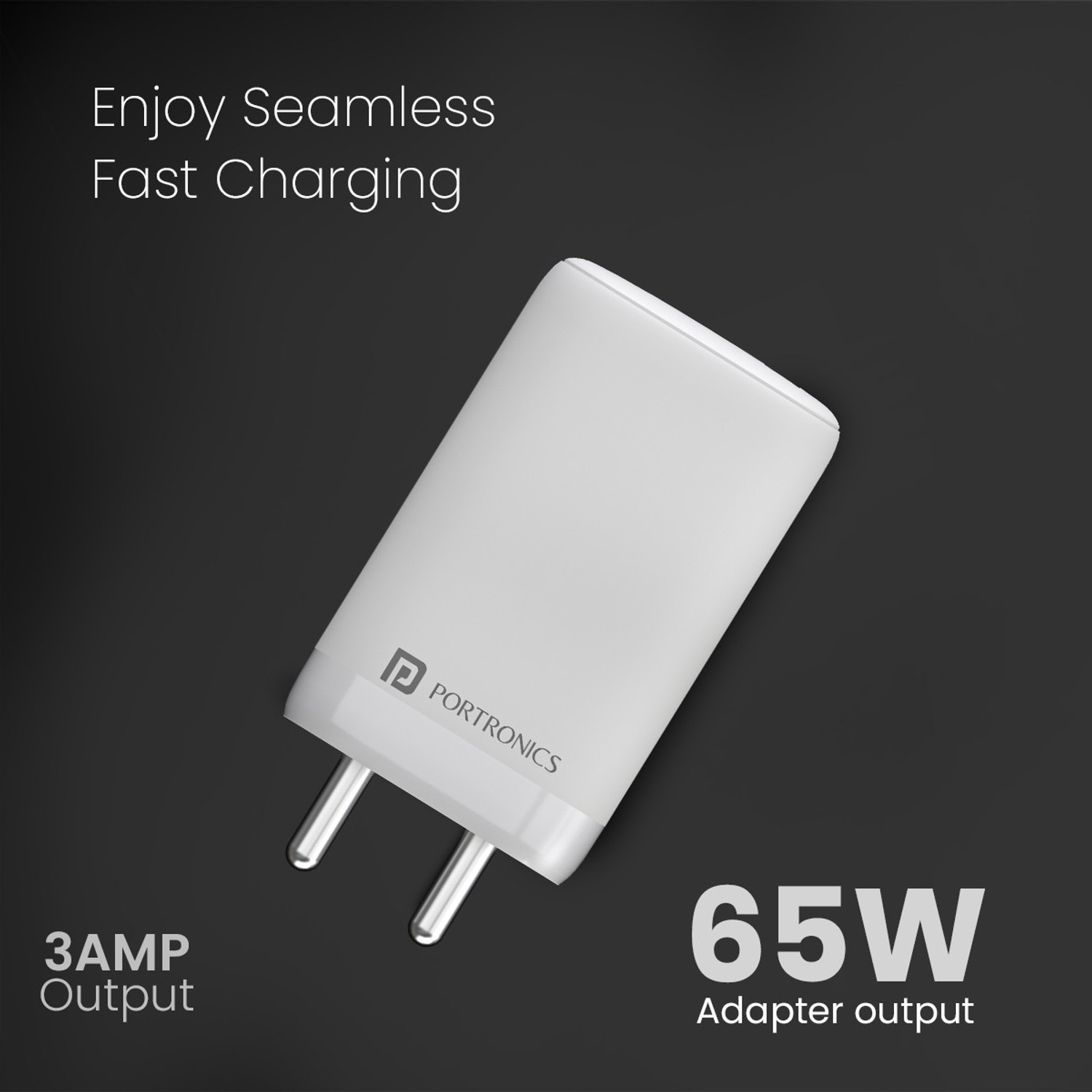 Image of Portronics 65 W Quick Charge 3 A Wall Charger for Mobile