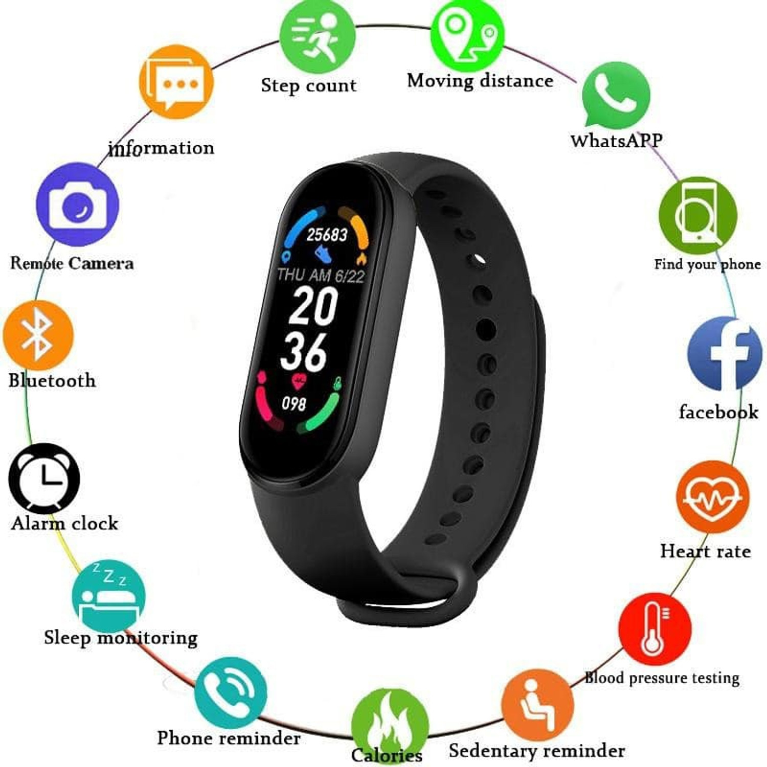 Image of TXOR VENUS, M6 Black Smart Fitness Band