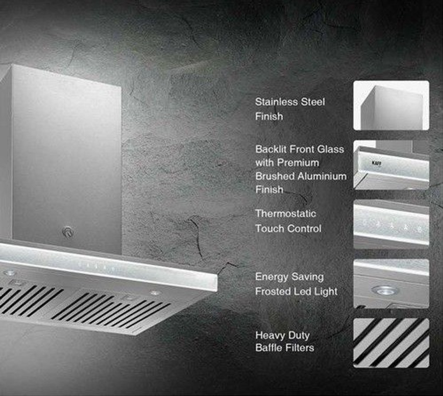 Image of Kaff VISTOSI DHC 60 Auto Clean Wall Mounted Steel 1250 CMH Chimney