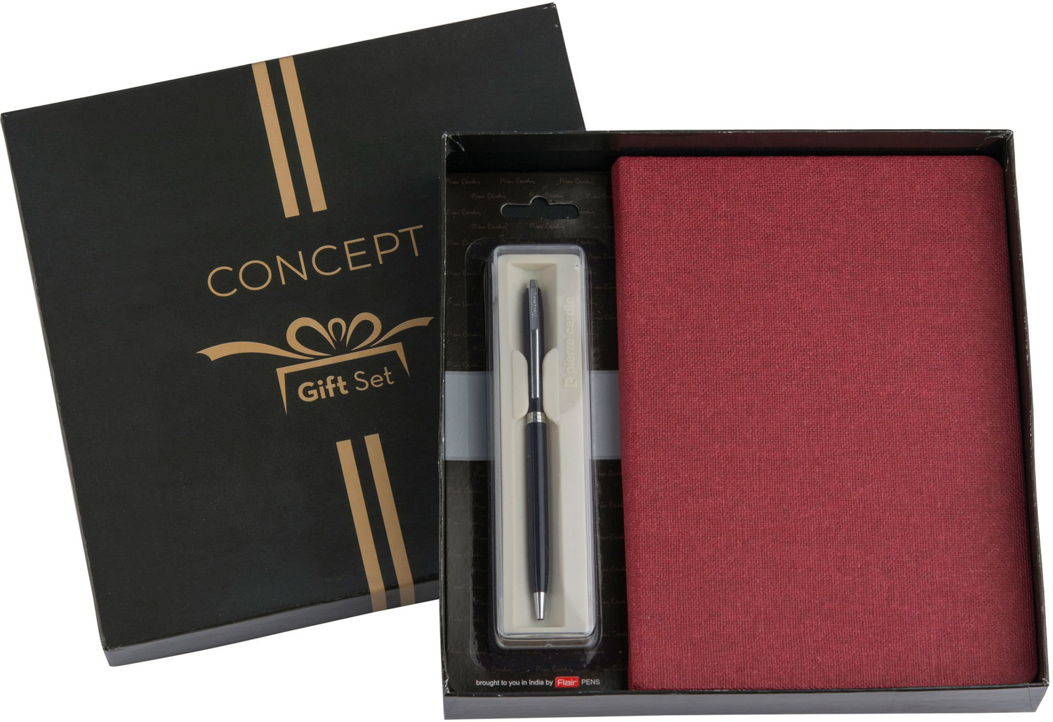 Image of Concept 2022 Canvas Diary + Pierre Cardin Belami Ball Pen Gift Set (Pack of 2, Ink Color - Burgundy)