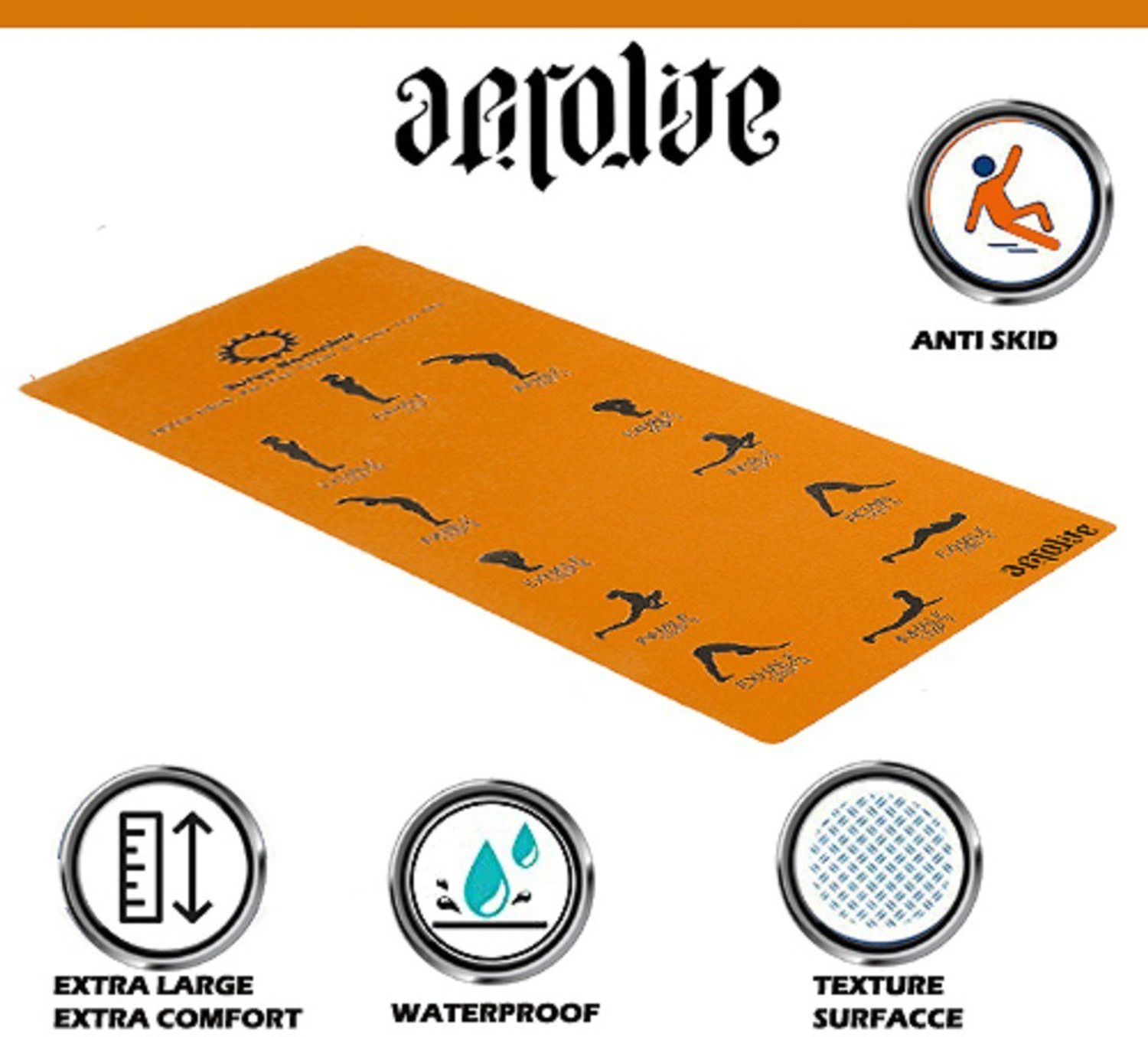 Aerolite Sun Salutation 24 X 72 Orange 8.5 mm Yoga Mat Price History