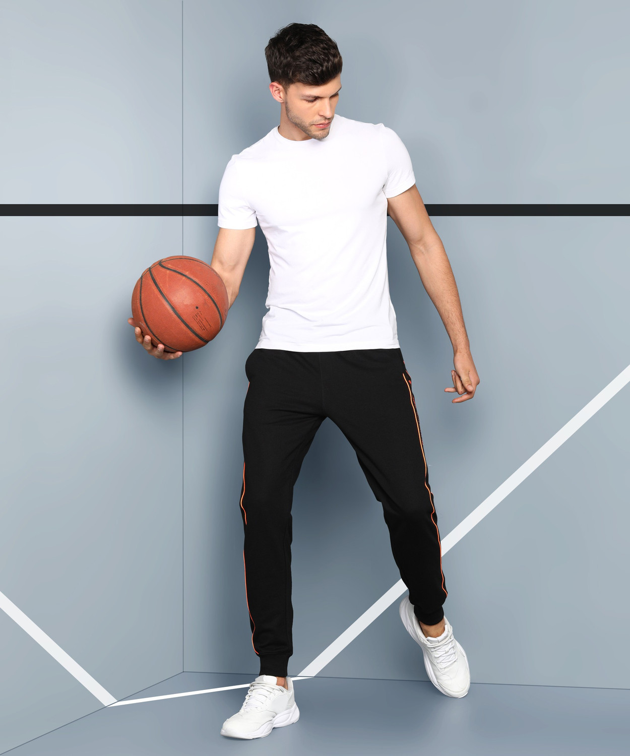 Image of Adrenex Solid Men Black Track Pants
