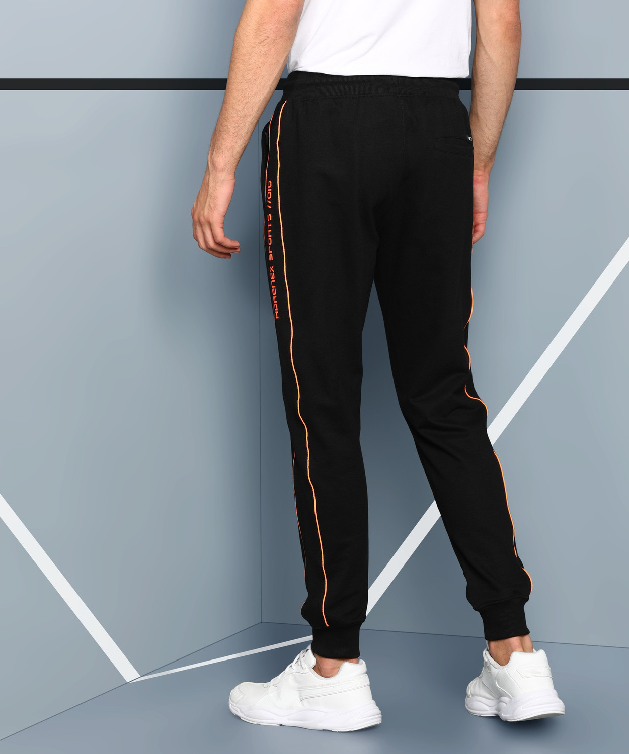 Image of Adrenex Solid Men Black Track Pants