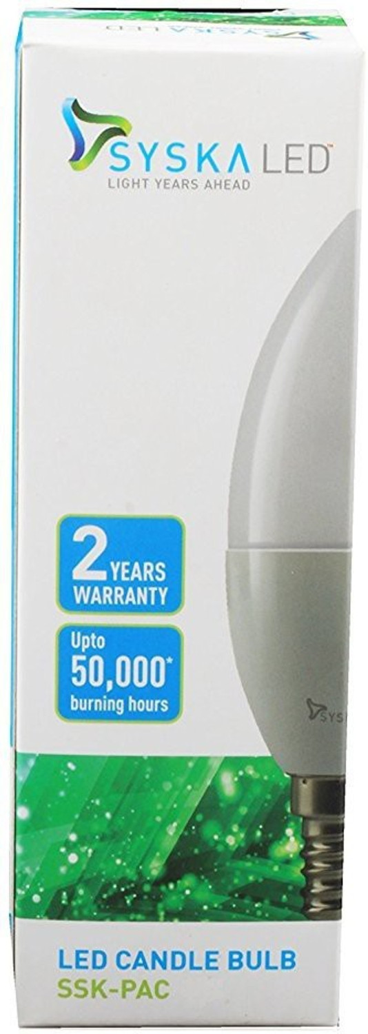 Image of Syska 5 W Basic Candle E14 LED Bulb (Yellow, Pack of 10)