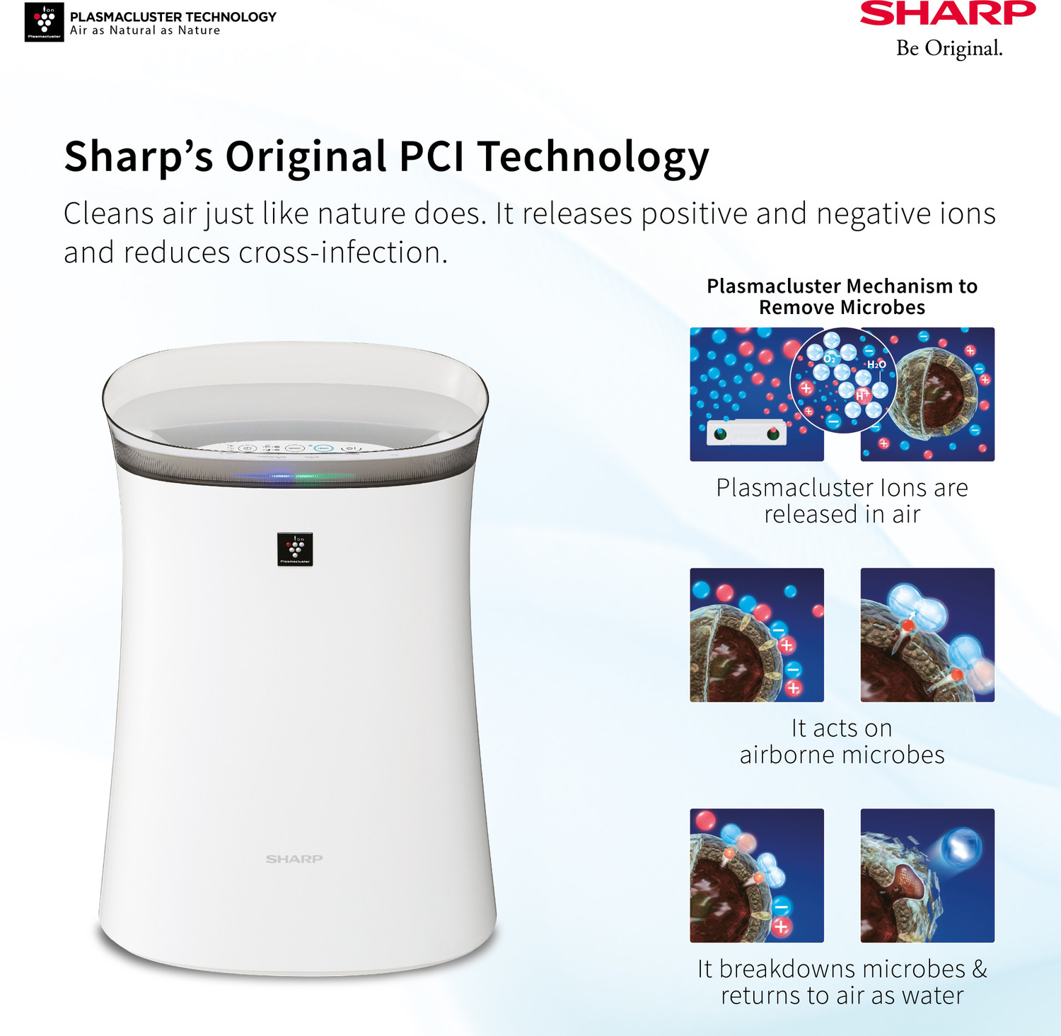 Image of Sharp FP-F40E-W Portable Room Air Purifier