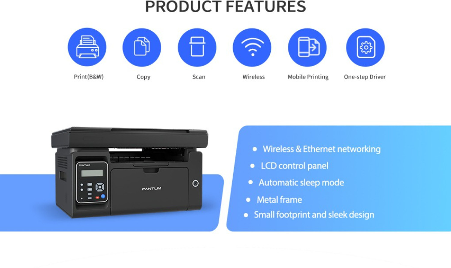 Image of PANTUM PANTUM6518 NW Multi-function WiFi Monochrome Laser Printer (Black, Toner Cartridge)