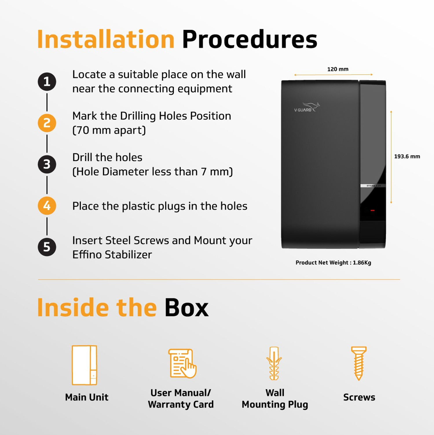 Image of V-Guard Effino 2.25 TV Stabilizer for up to 120 cm (47 inch) Smart /LED TV + Set Top Box + Home Theatre