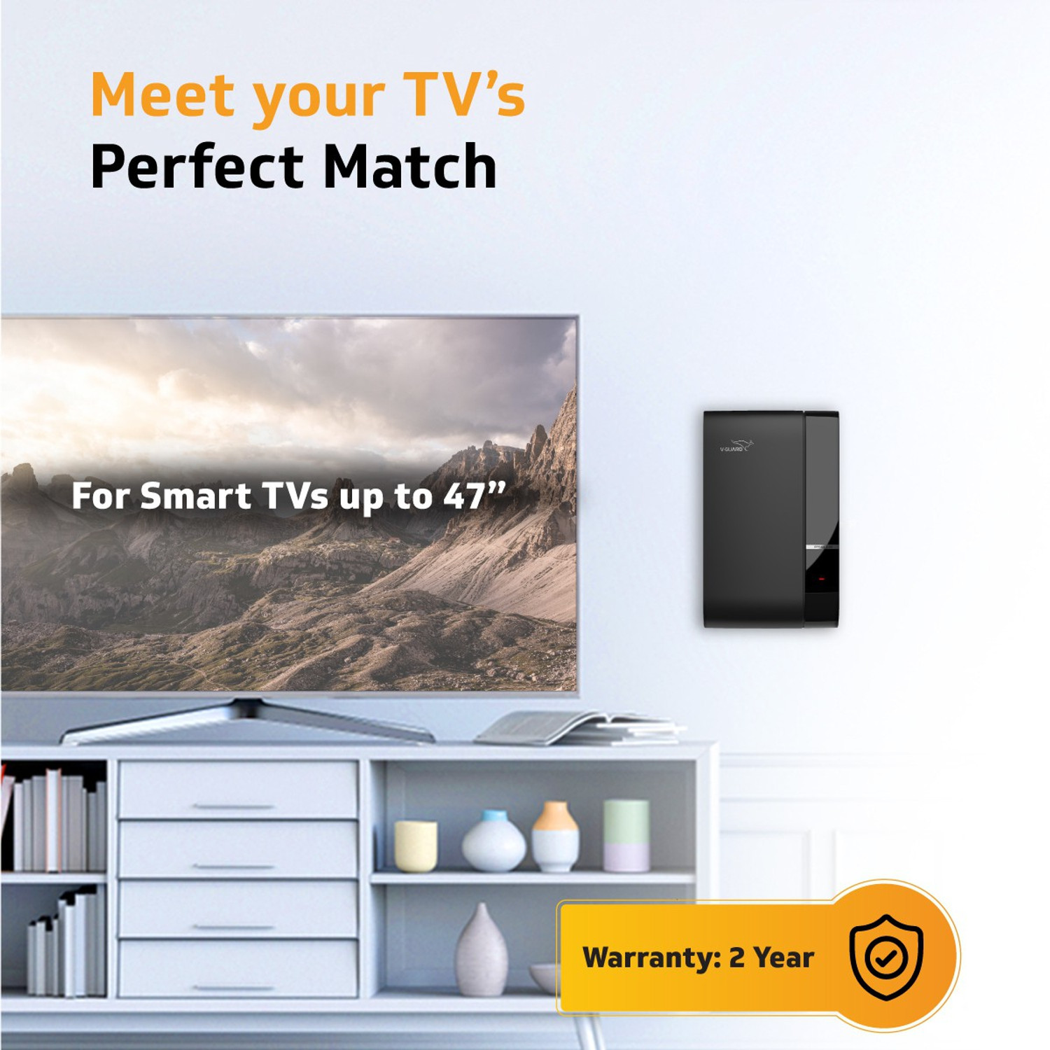 Image of V-Guard Effino 2.25 TV Stabilizer for up to 120 cm (47 inch) Smart /LED TV + Set Top Box + Home Theatre