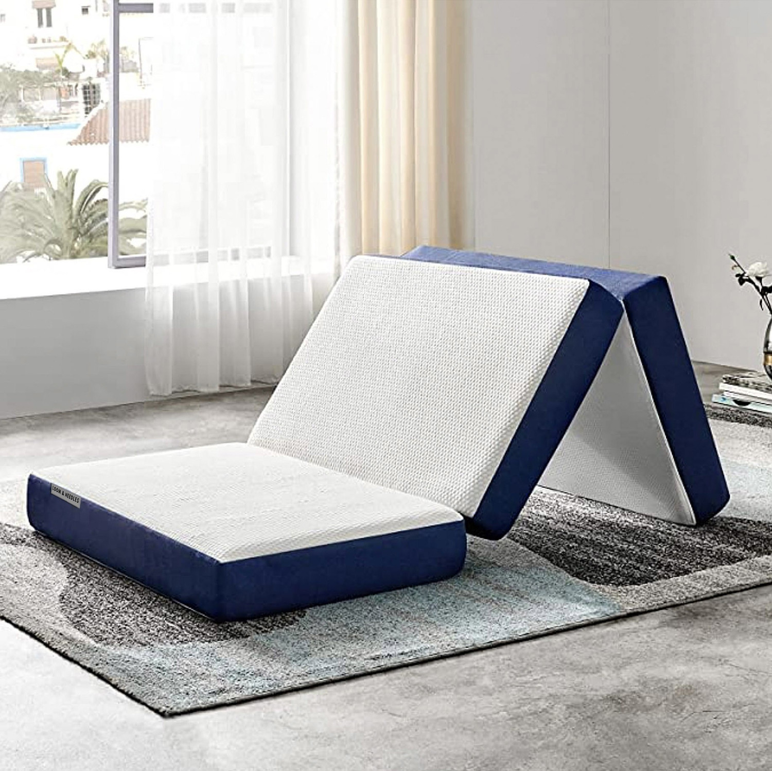 Image of Loom & Needles Trifold Foldable Folding 3 Fold Collapsable 6 inch Single High Resilience (HR) Foam Mattress