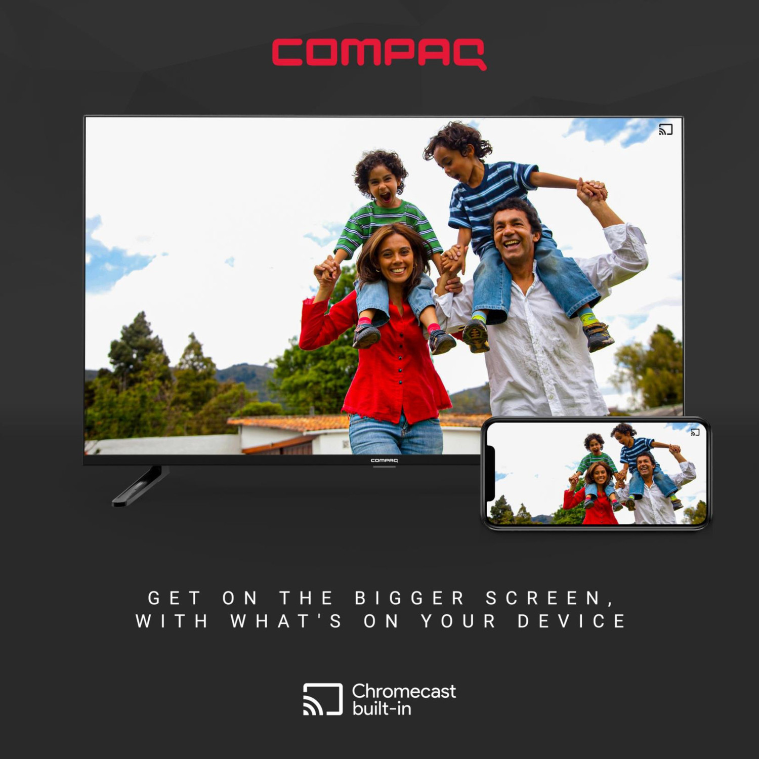 Image of Compaq HUEQ G43B 108 cm (43 inch) Ultra HD (4K) LED Smart Android TV with 2 GB RAM, Mimi Sound Personalisation, Google Assistant
