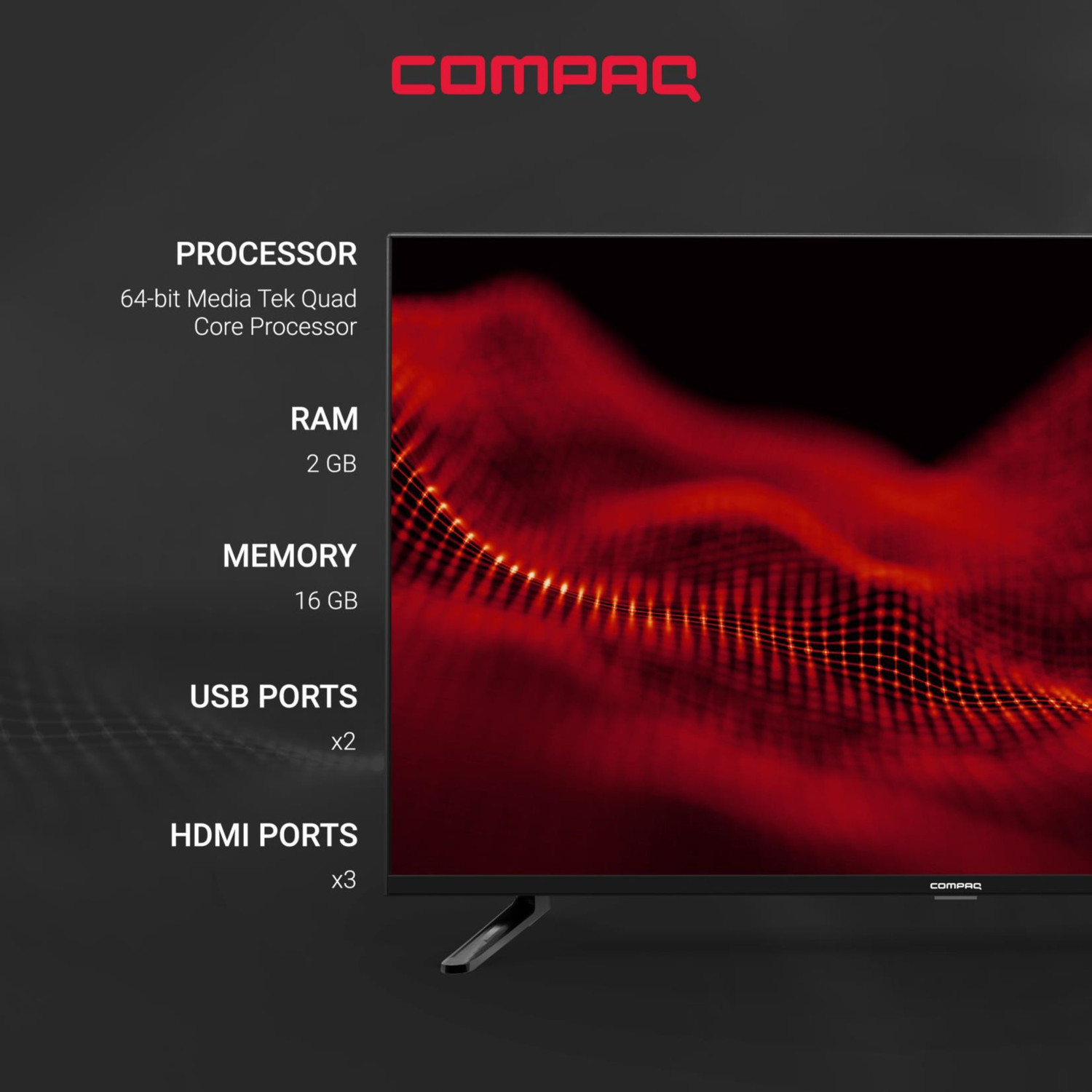 Image of Compaq HUEQ G43B 108 cm (43 inch) Ultra HD (4K) LED Smart Android TV with 2 GB RAM, Mimi Sound Personalisation, Google Assistant