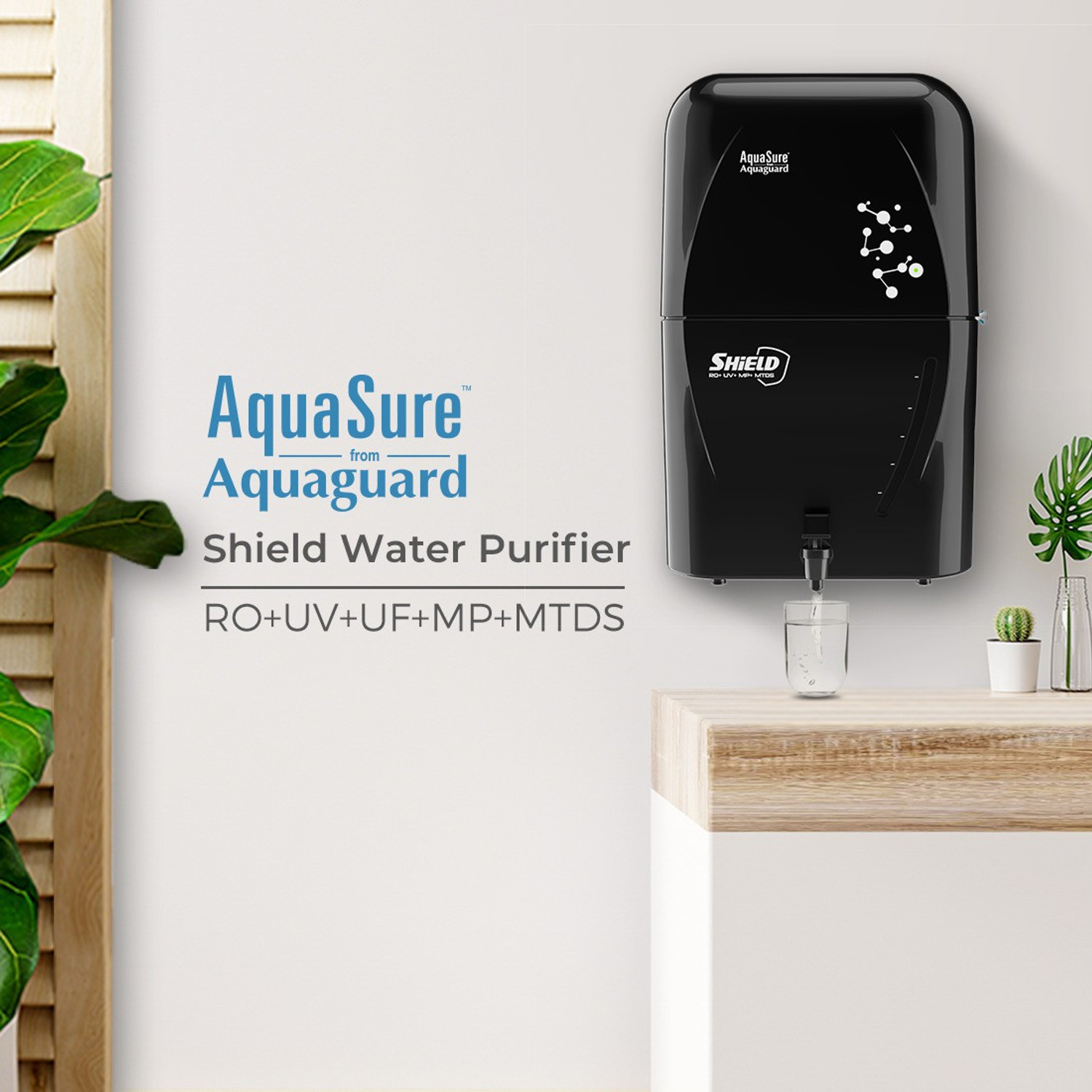 Image of Eureka Forbes Aquasure from Aquaguard Shield 6 L RO + UV + UF + MP + MTDS Water Purifier Suitable for all - Borewell, Tanker, Municipality Water