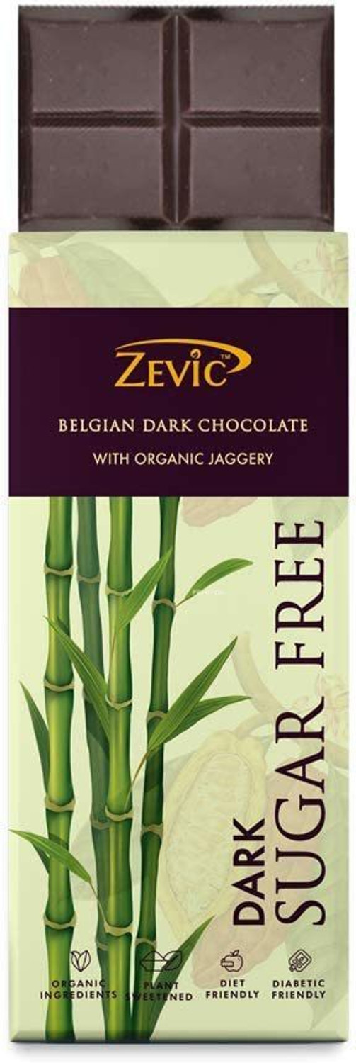 Image of Zevic Sugar Free Chocolate - Sweetened with Organic Jaggery (Rich in Nutrients) 40 gm (Pack of 9) Bar (9 x 40 g)