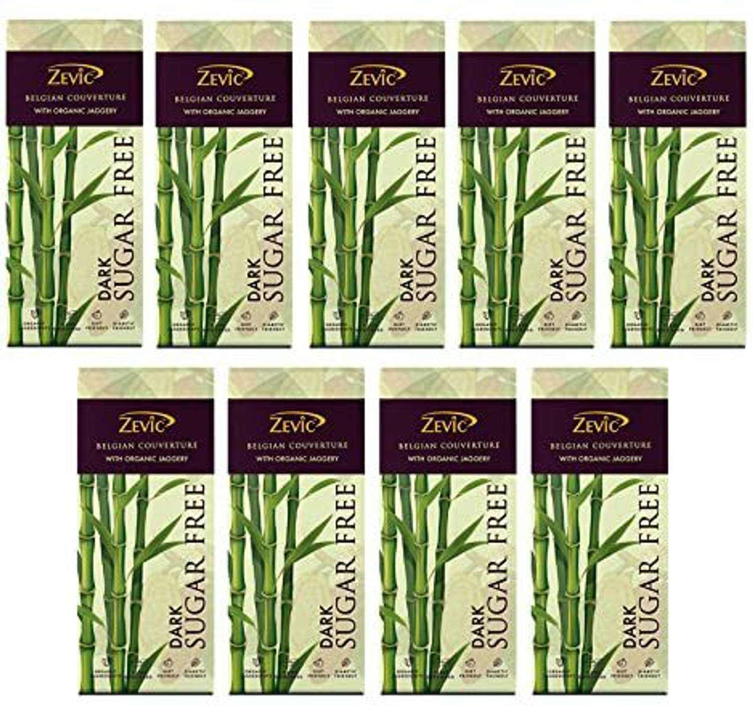 Image of Zevic Sugar Free Chocolate - Sweetened with Organic Jaggery (Rich in Nutrients) 40 gm (Pack of 9) Bar (9 x 40 g)