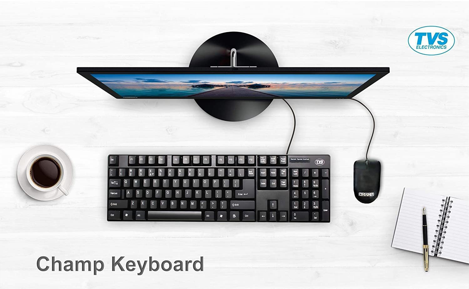 Image of Tvs Electronics Champ Keyboard Wired USB Standard Desktop Keyboard Compatible with Desktop, Laptop, Mac Champ Keyboard