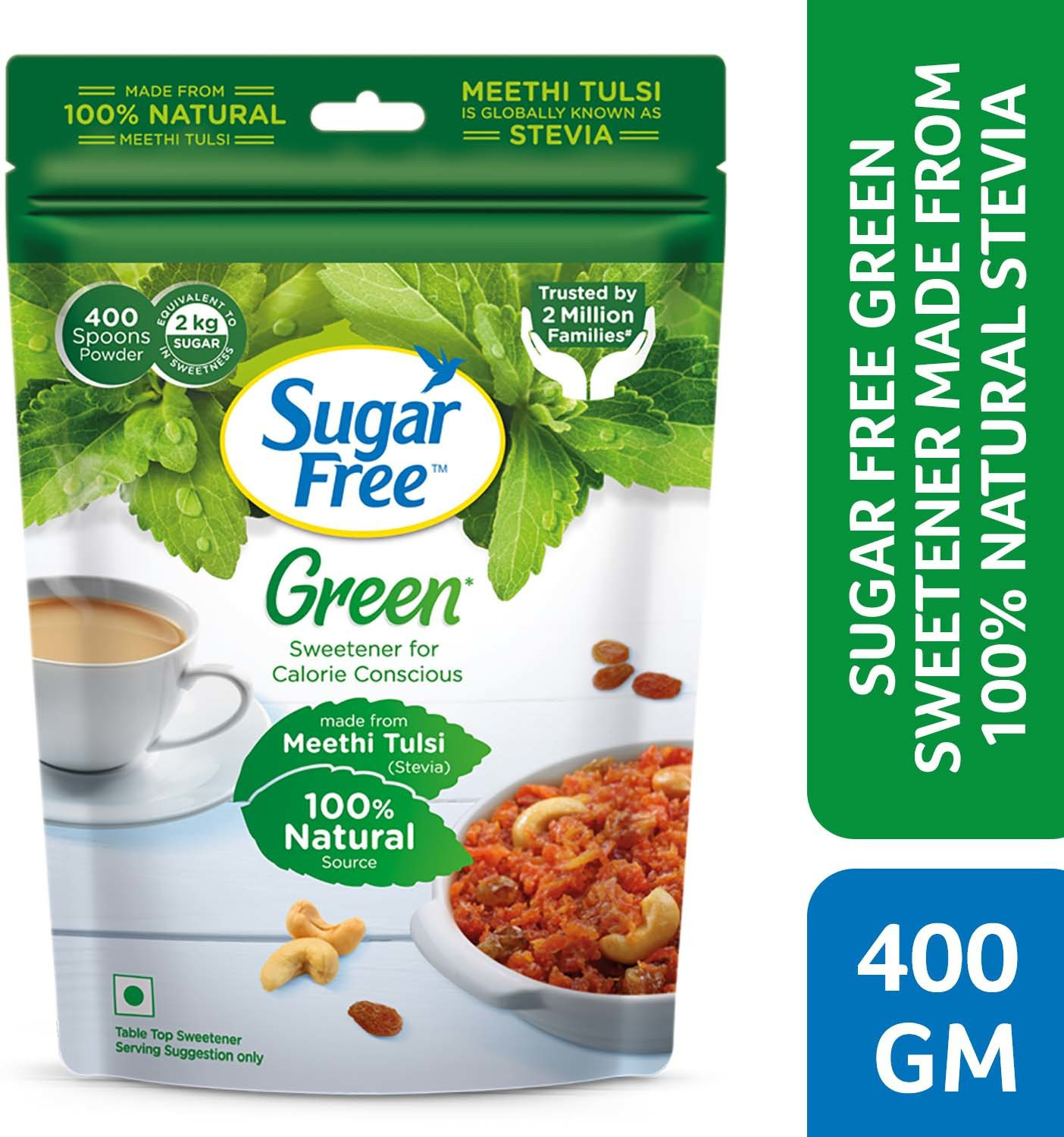 Image of Sugar free Green Stevia, 400 g Pouch |Made from 100% Natural Meethi Tulsi (Stevia) leaves Sweetener