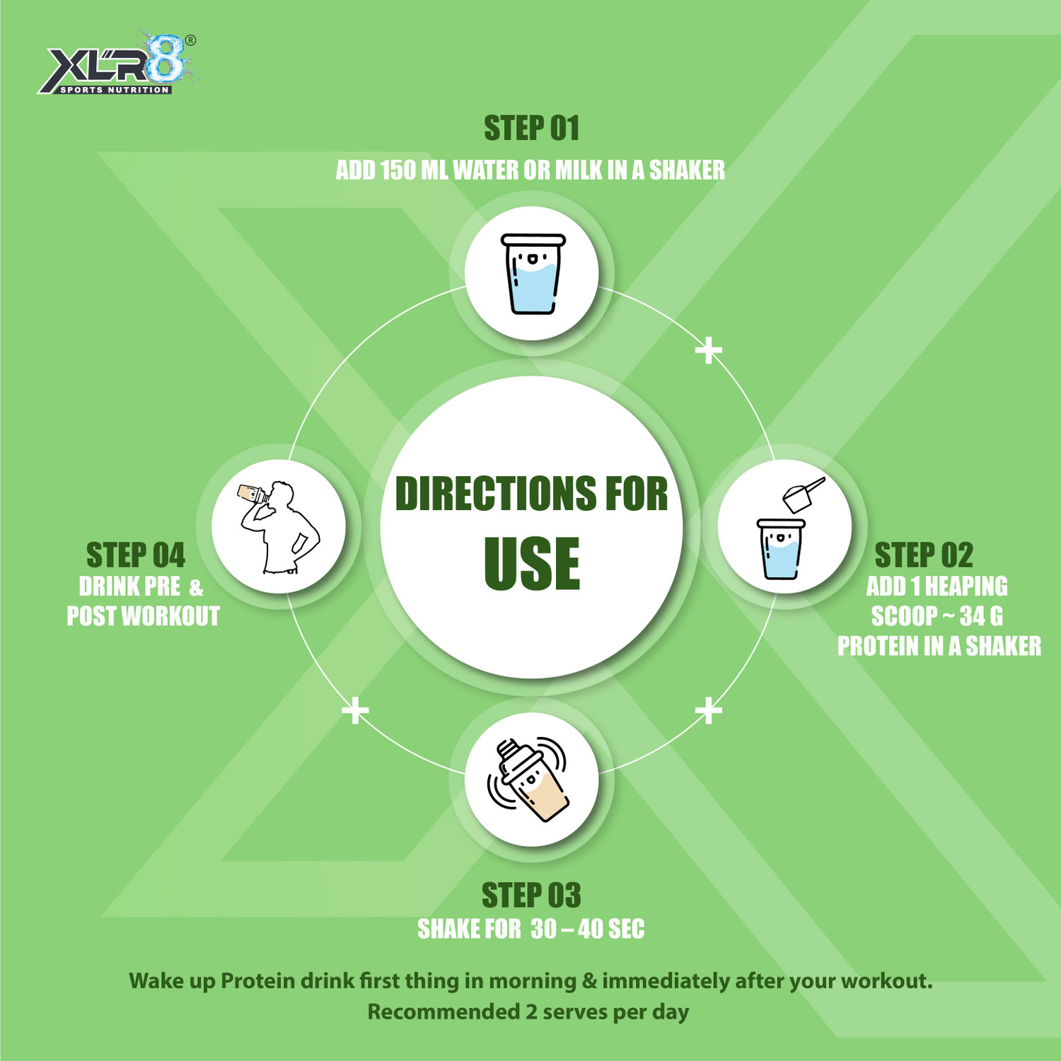 Image of XLR8 Whey Protein with 24 g protein, 5.4 g BCAA - 2 lbs / 908 g ( Strawberry Lassi ) Whey Protein