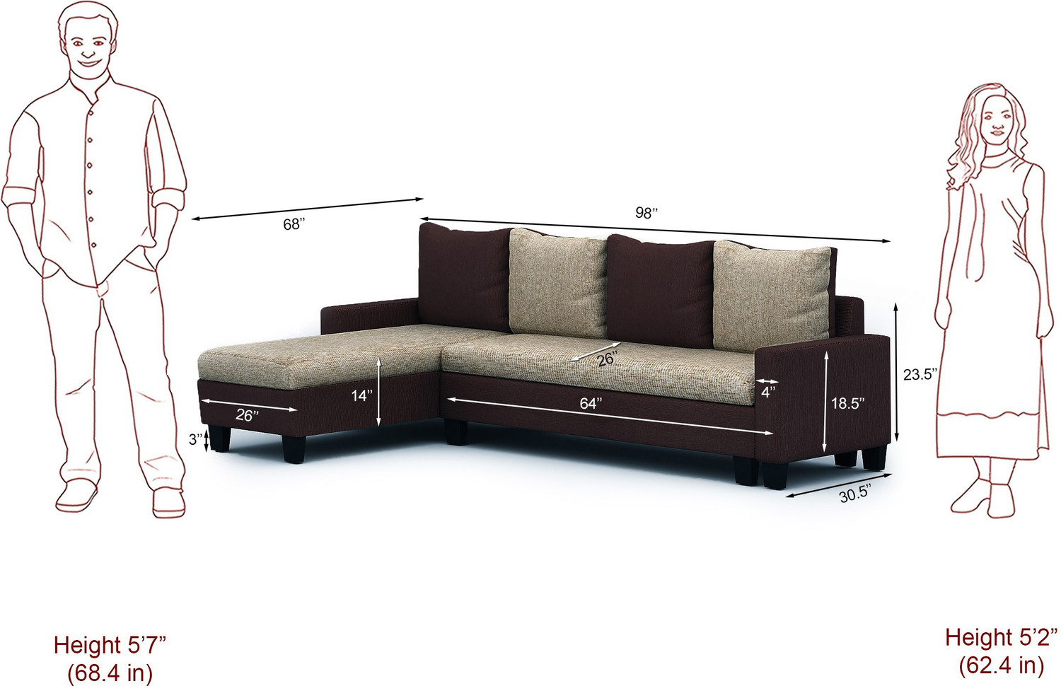 Image of Flipkart Perfect Homes Porto L Shape Fabric 6 Seater Sofa