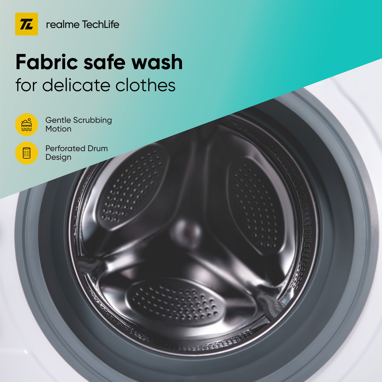 Image of realme TechLife 7 kg Garment Sterilization, 5 Star Fully Automatic Front Load Washing Machine with In-built Heater White