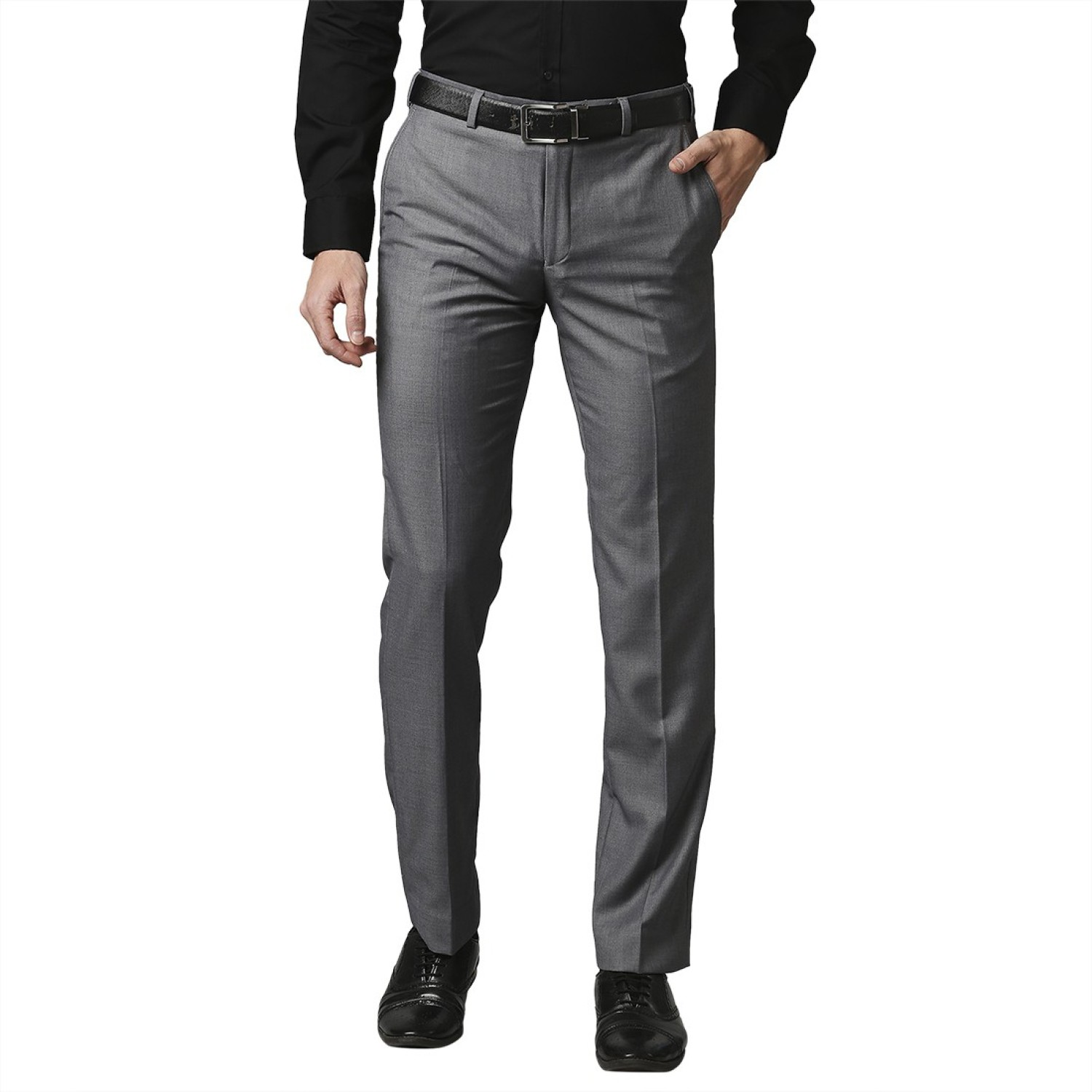 Buy Park Avenue Men Grey Regular Fit Self Design Formal Trousers online   Looksgudin