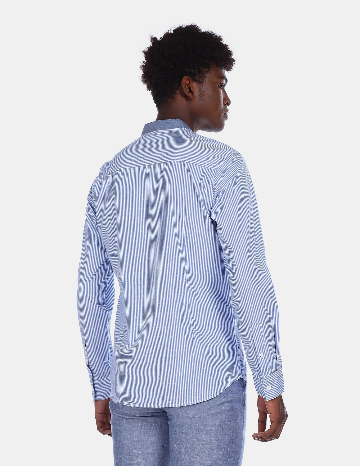 Image of FLYING MACHINE Men Slim Fit Striped Spread Collar Casual Shirt