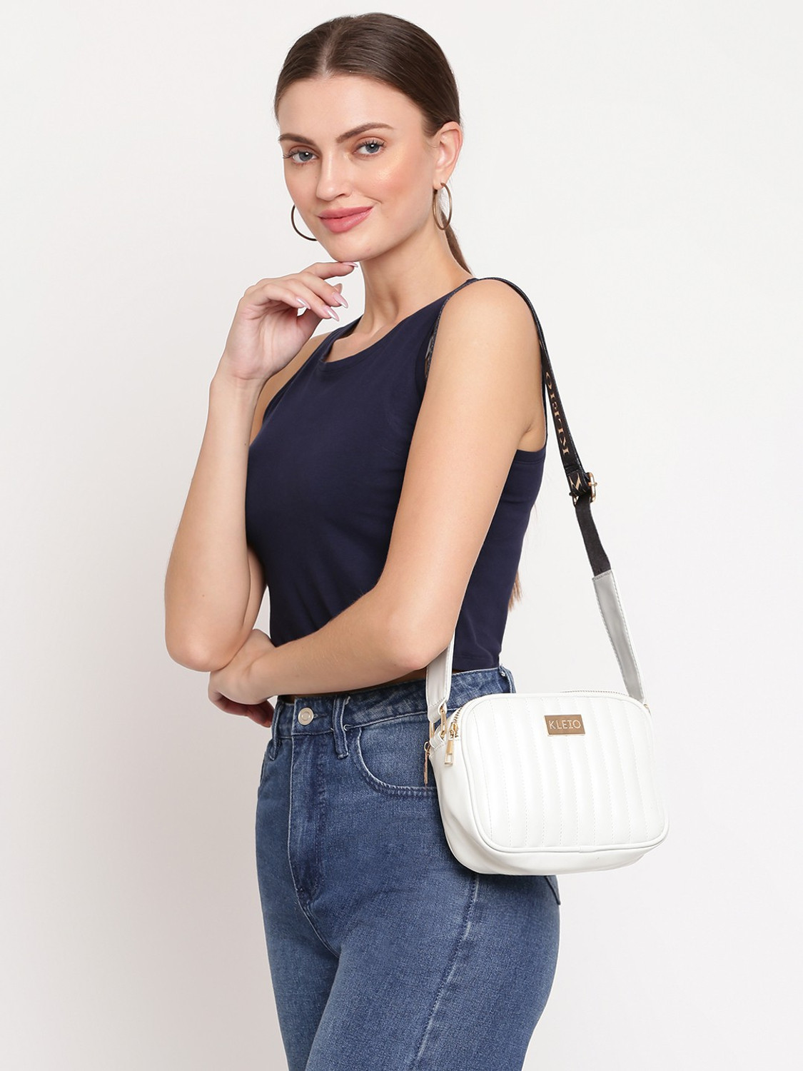 Image of KLEIO White Sling Bag Quilted Travelling Crossbody Sling Bag For Women /Girls