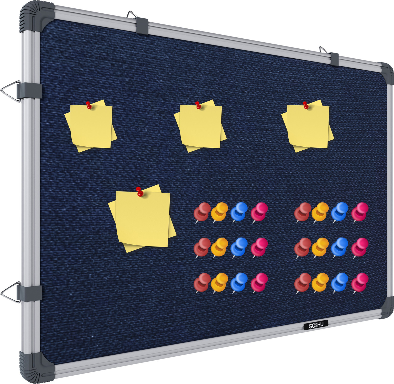 Image of GOSHU 2x3 feet Notice Board / Pin Up Display Board with 50 pins for Office and Home Notice Board (90 cm x 60 cm)