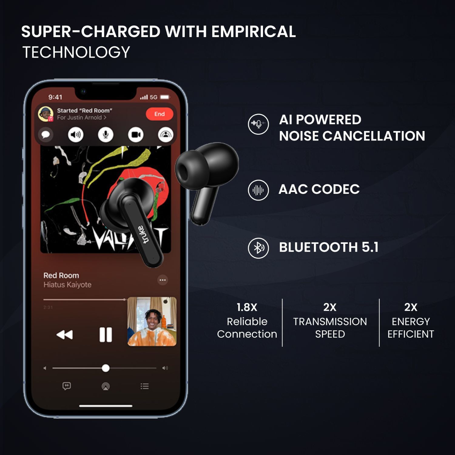 Image of truke Airbuds Lite with Quad Mic ENC, 48Hrs Battery, Gaming Mode,Made in India, 5.1v Bluetooth