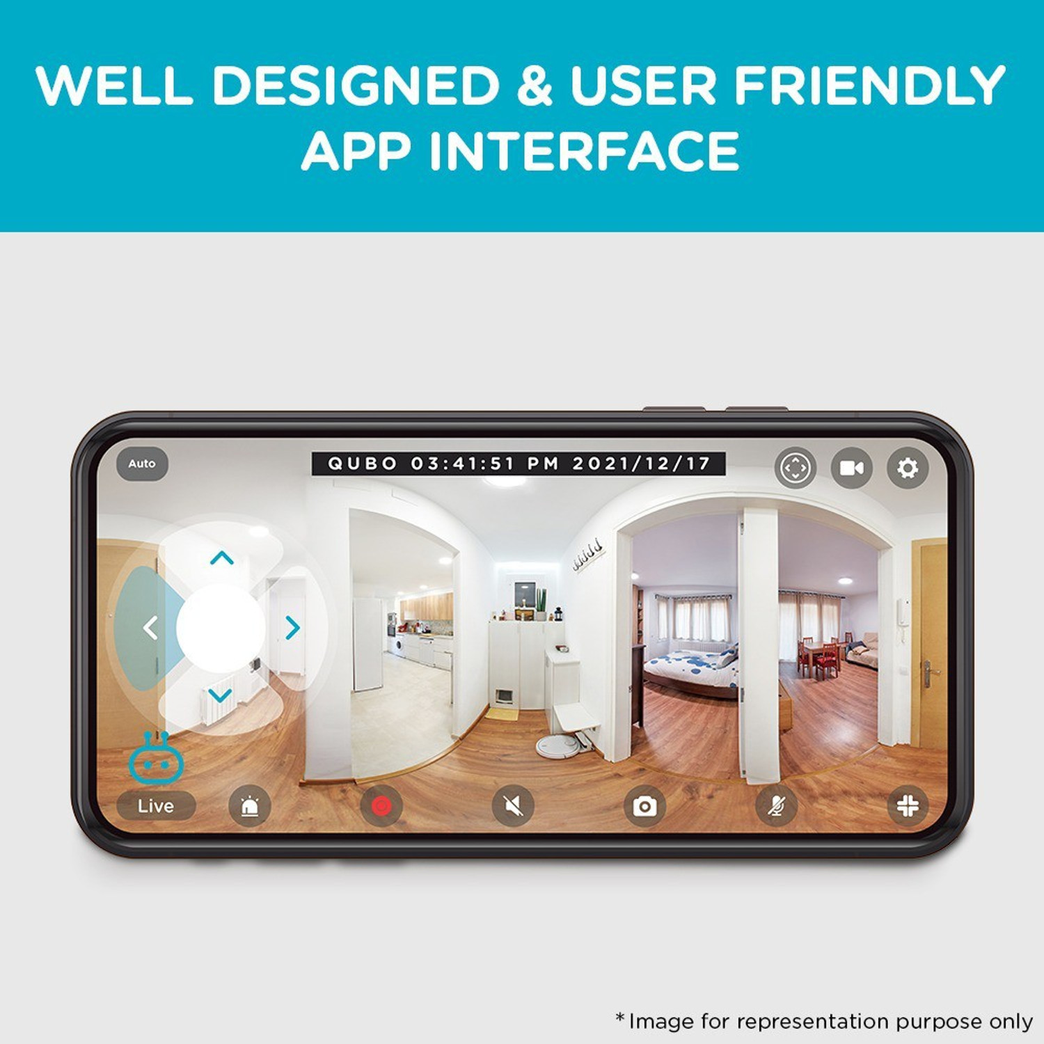Image of Qubo Smart Cam 360 by HERO GROUP 1080p Full HD WiFi CCTV with Intruder Alarm System Security Camera