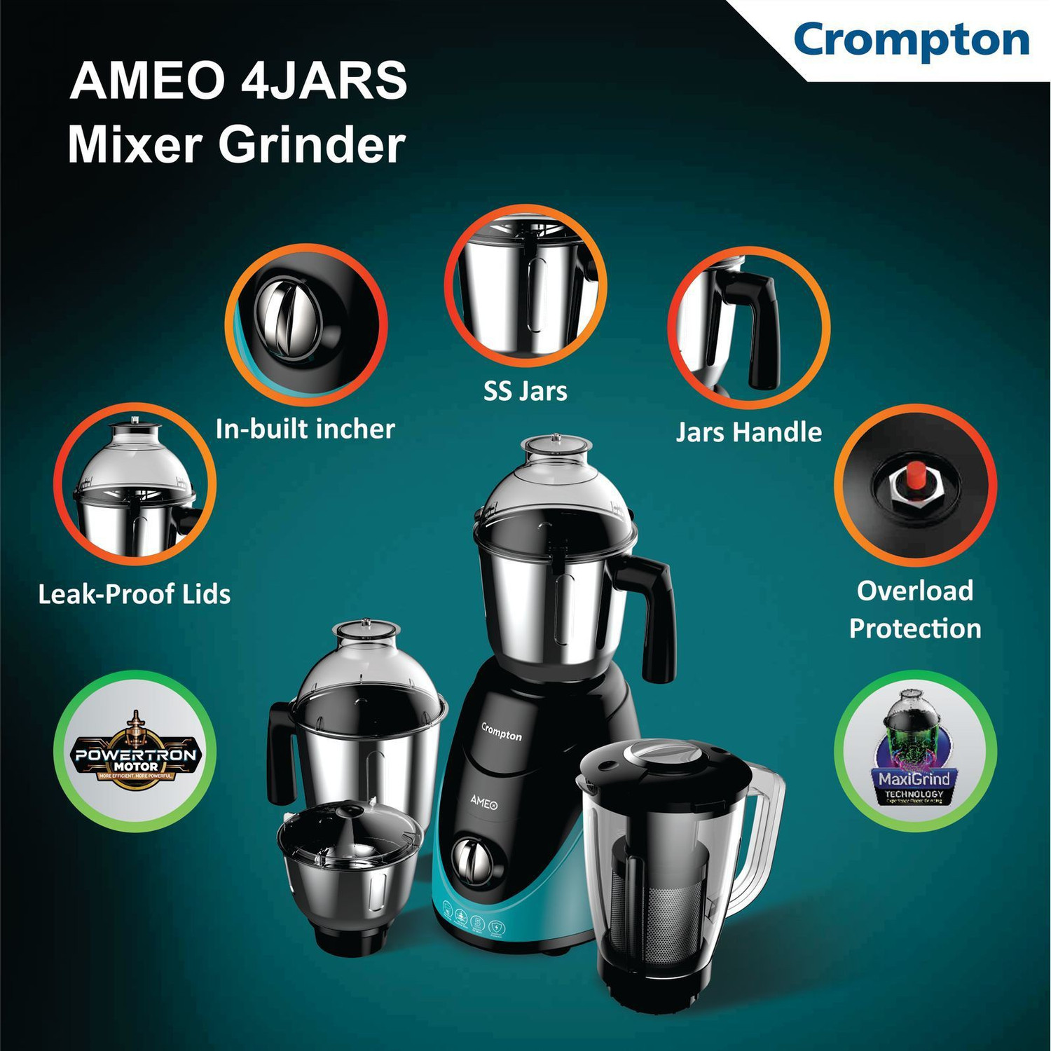 Image of Crompton Ameo 750 W Mixer Grinder