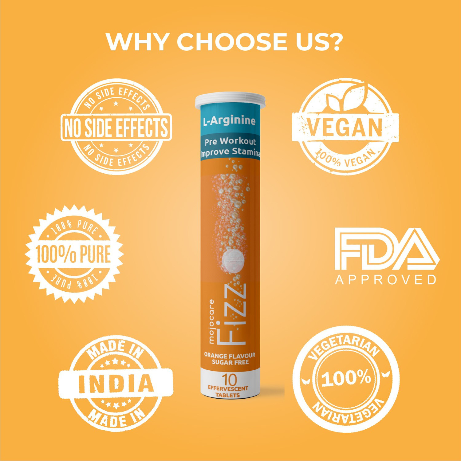 Image of Mojocare Fizz L-Arginine Improved Recovery Rate Longer Endurance-10 Tablets