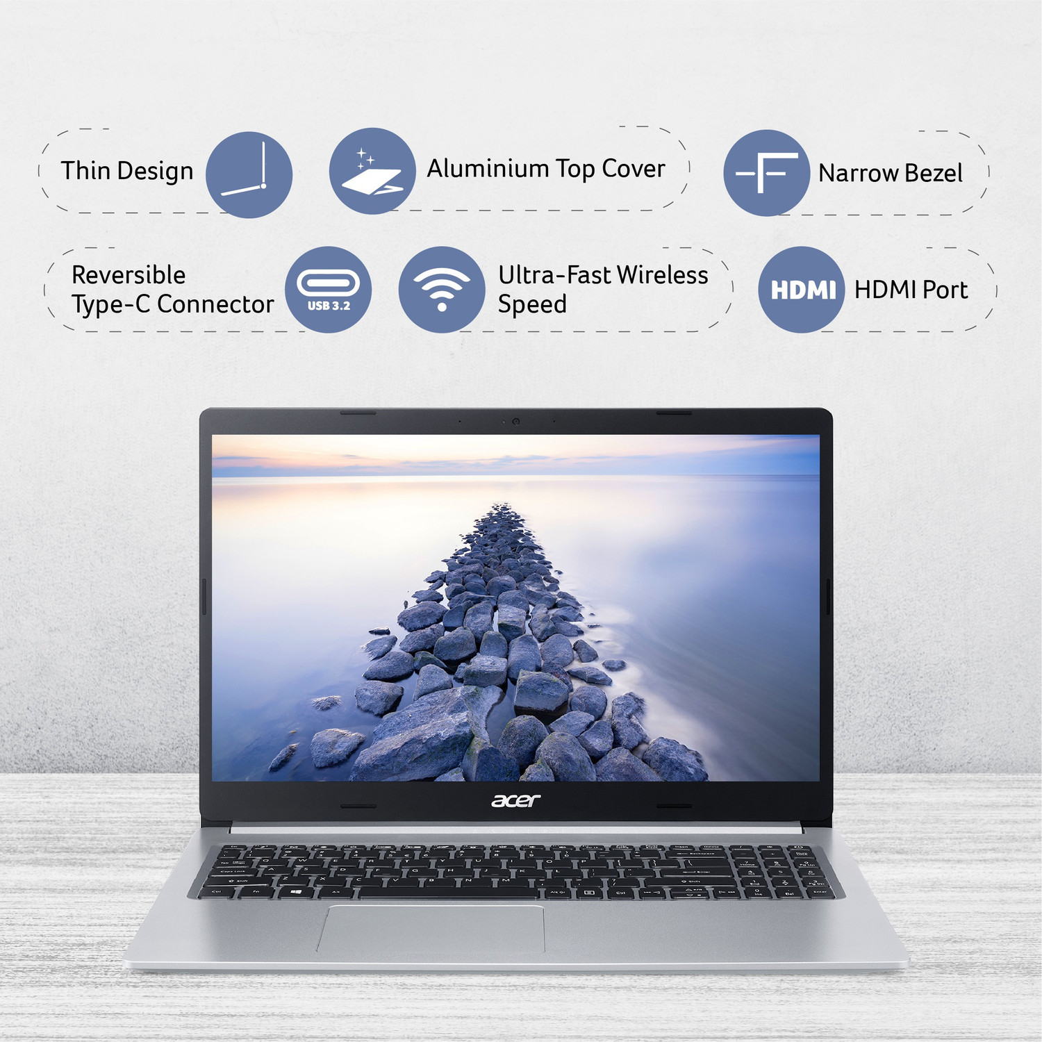 Image of Acer Aspire 5 AMD Ryzen 5 Hexa Core 5500U - (8 GB /512 GB SSD /Windows 11 Home) A515-45 Thin and Light Laptop