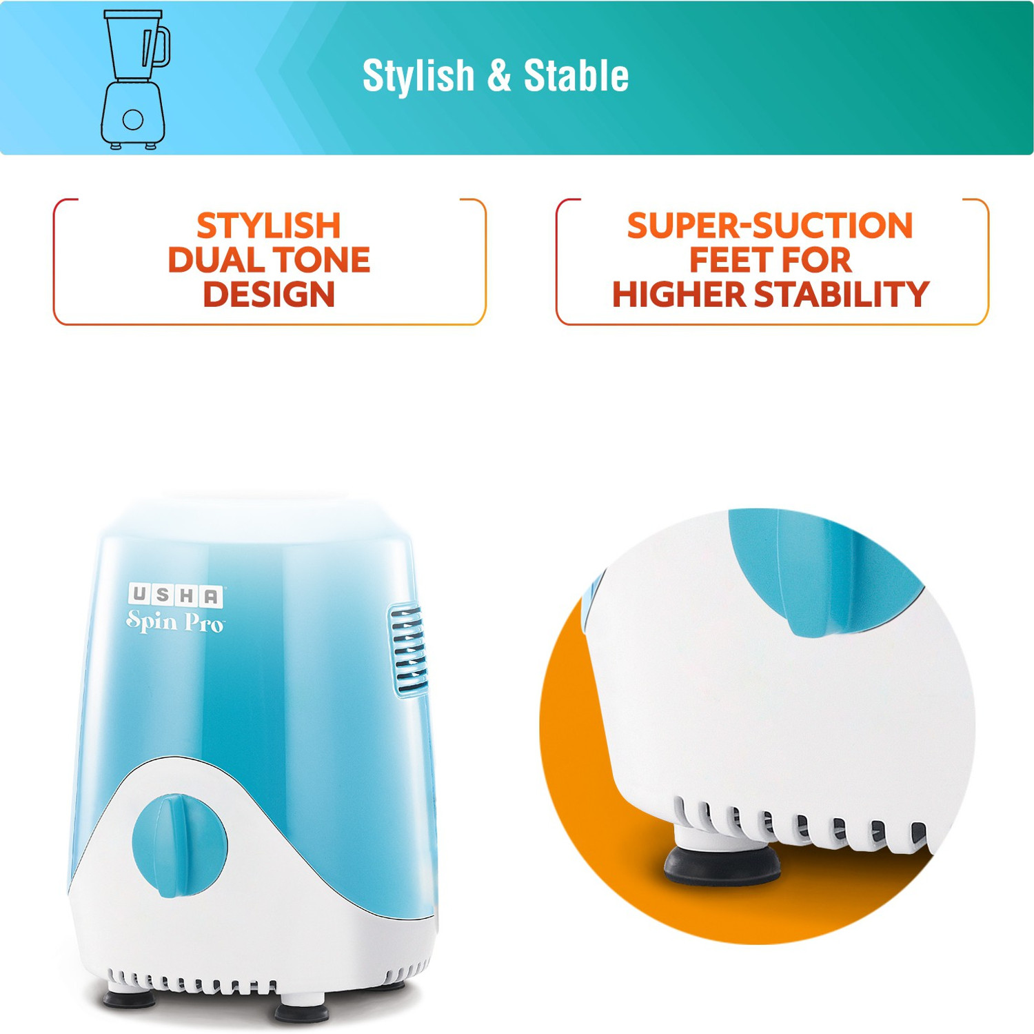 Image of USHA Spin Pro 500 W Mixer Grinder