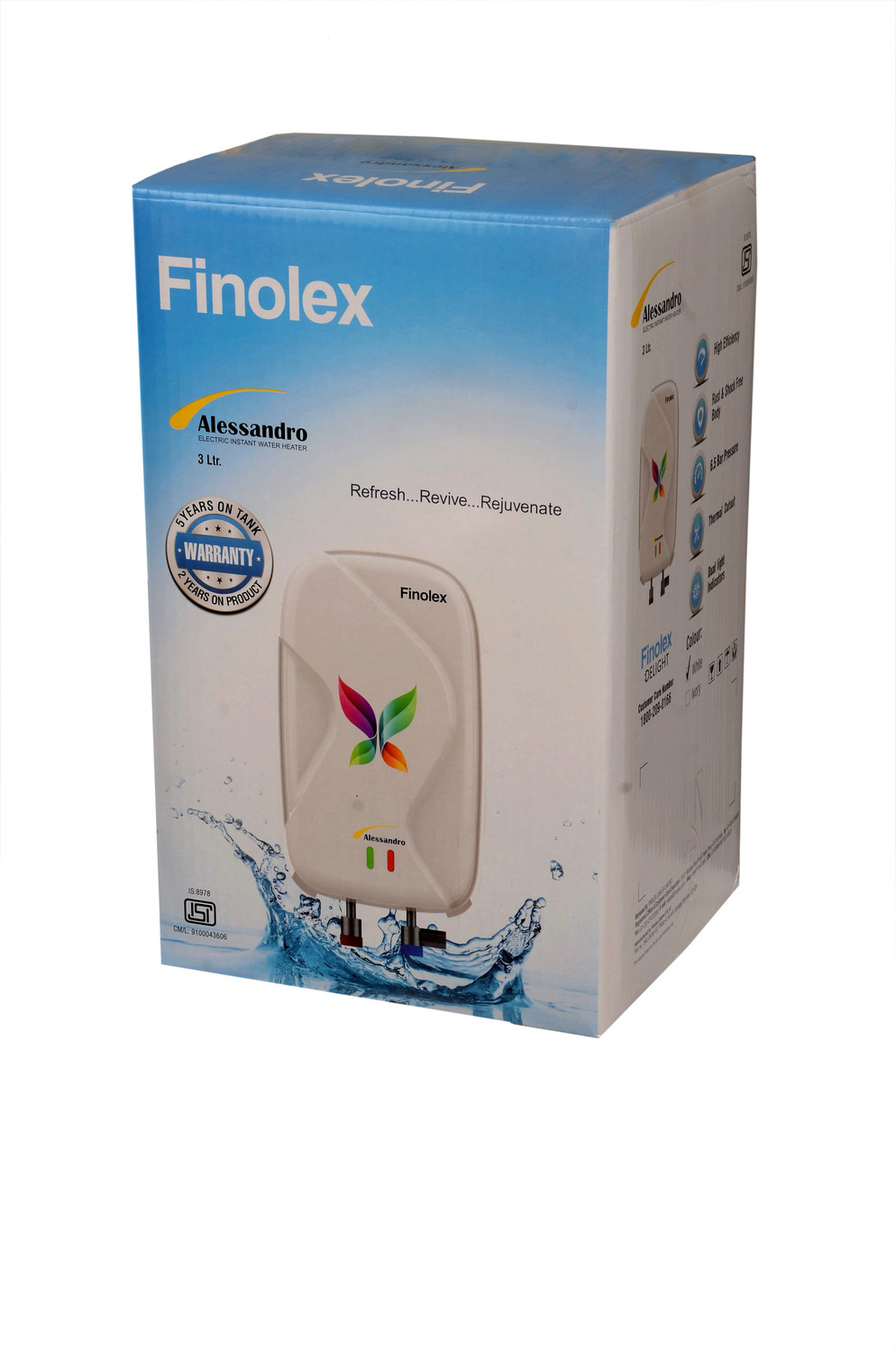Image of FINOLEX Alessandro 3L /3Kw 3 L Instant Water Geyser