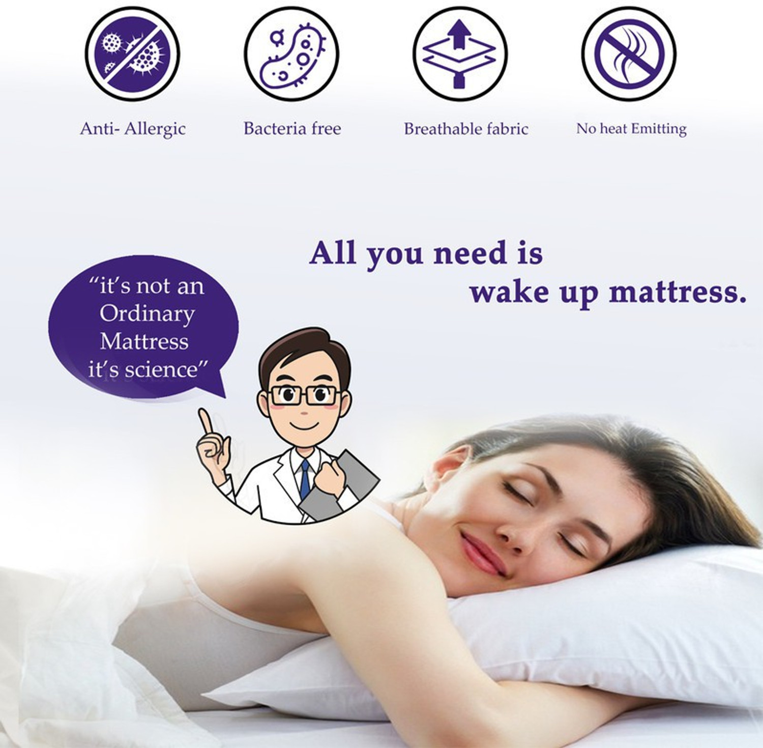 Image of Wakeup India Imperious Mattress | Spine Align Orthopedic 8 inch Single Memory Foam Mattress