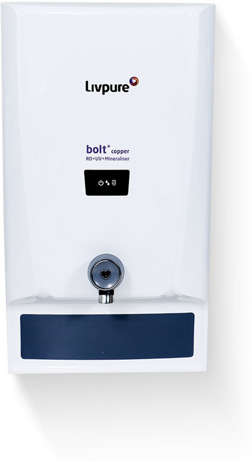 Image of LIVPURE LIV-BOLT+ COPPER(RO+UV+MIN) 7 L RO + UV + Mineraliser Water Purifier 7 STAGE ADVANCED PURIFICATION WITH HR TECHNOLOGY | SUITABLE FOR ALL - BOREWELL, TANKER, MUNICIPALITY WATER