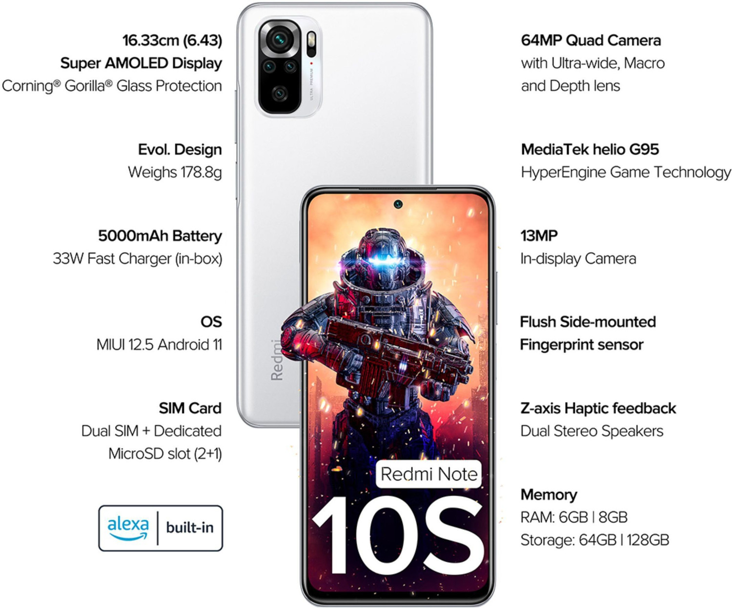 Image of REDMI Note 10S (Frost White, 64 GB)