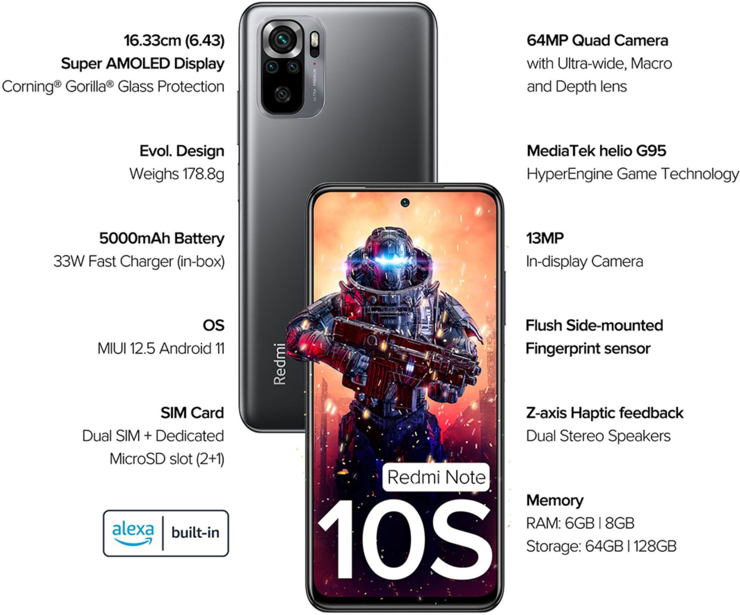 Image of REDMI Note 10S (Shadow Black, 64 GB)