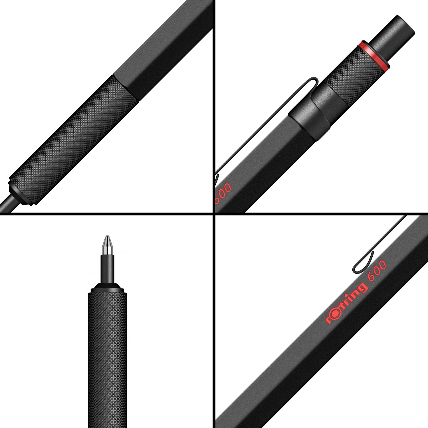rotring 600 Ballpoint Pen, Medium Point, Black Ink, Black Barrel