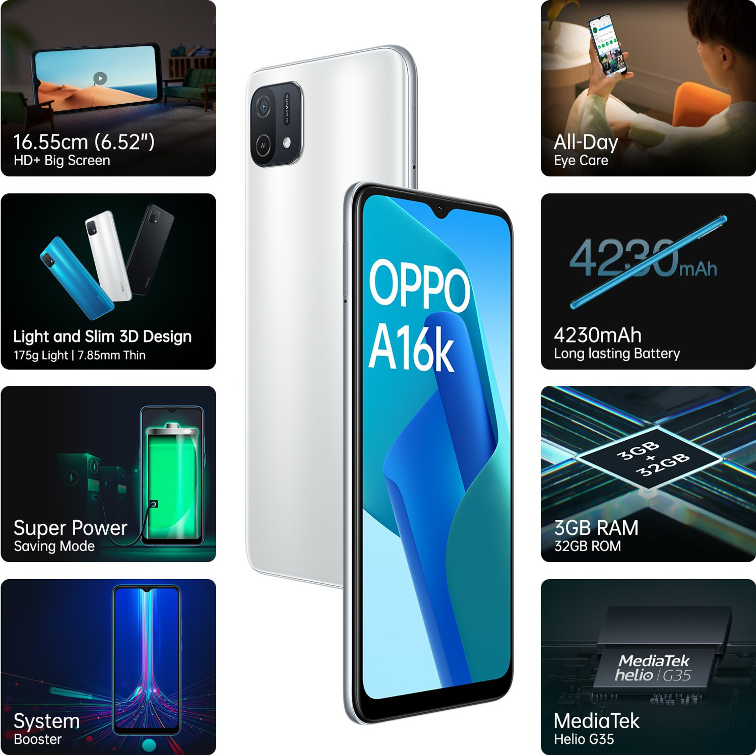 Image of OPPO A16k (White, 32 GB) (3 GB RAM)