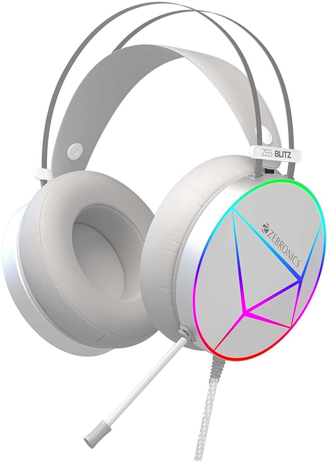 ZEBRONICS Zeb-Blitz Wired Gaming Headset White – On‑Ear, ₹2,299