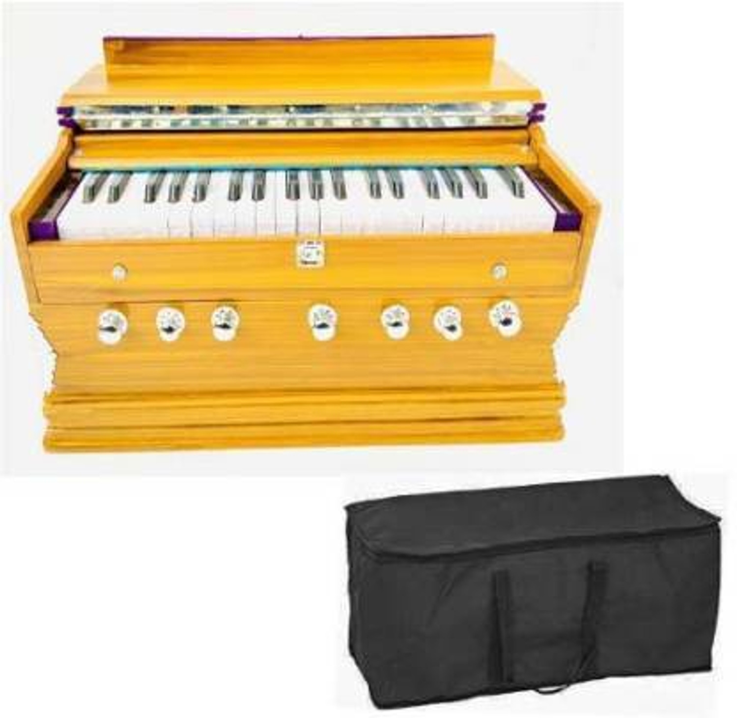 Image of SG MUSICAL NO.1 7 Stopper 3 1 /4 Octive,Double Bellow,39 Keys WITH BAGD123 TBT18 3 1 /4 Octave Harmonium (Two Fold Bellow) 3.25 Octave Hand Pumped Harmonium (Three Fold Bellow, Bass Reed, Male Reed)