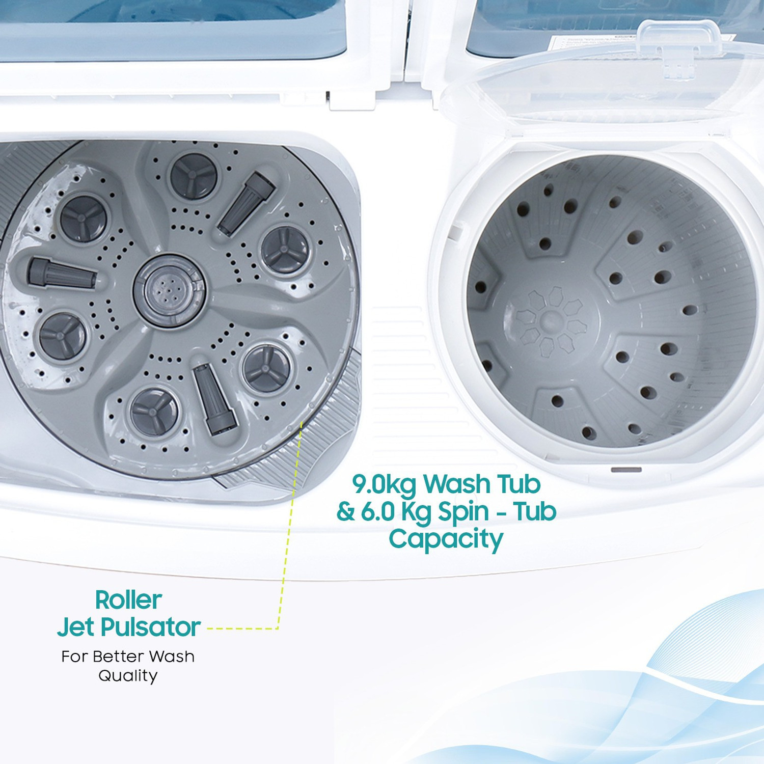 Image of Croma 9 kg Semi Automatic Top Load Washing Machine Blue, White