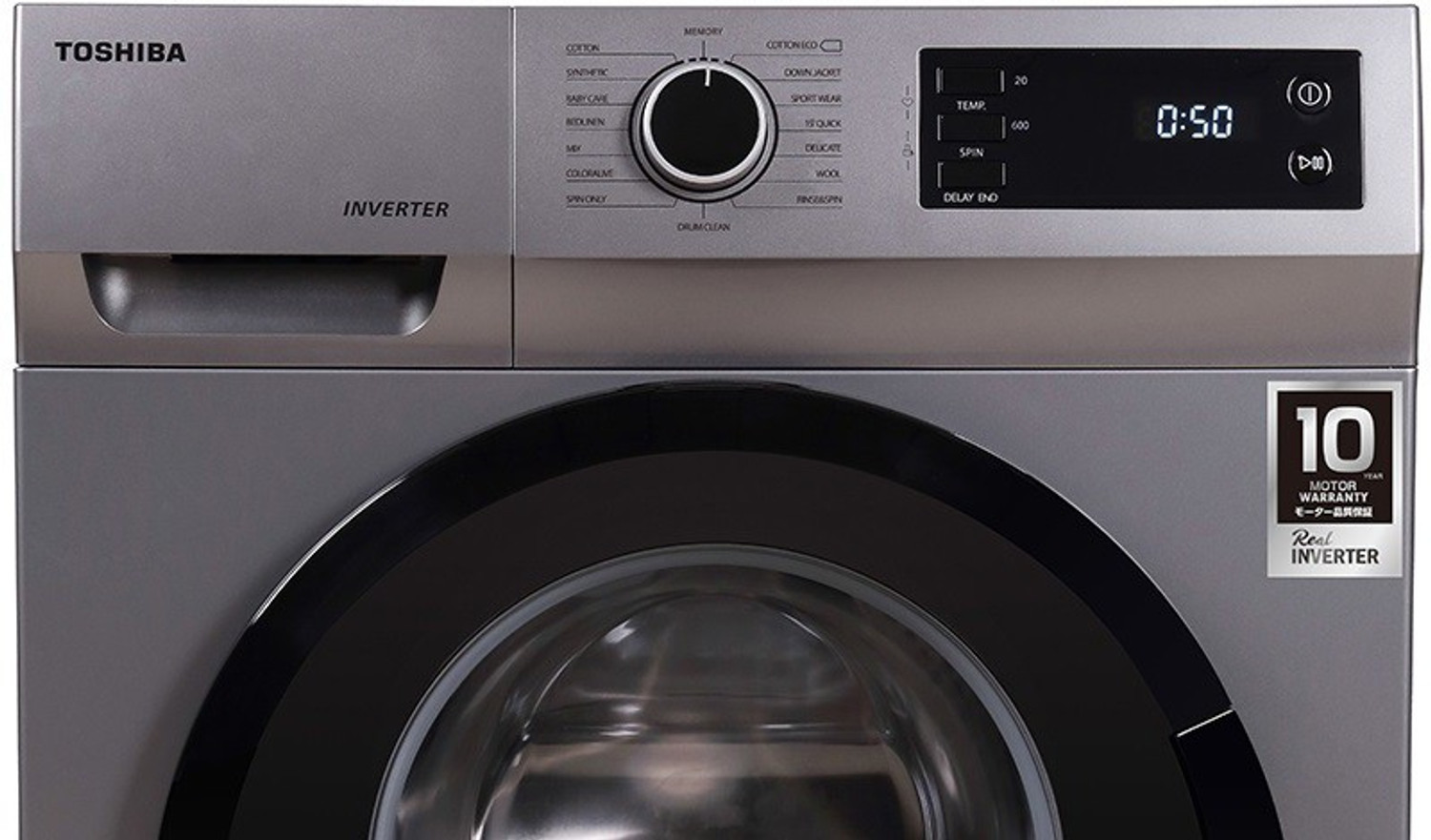 Image of TOSHIBA 7.5 kg Fully Automatic Front Load Washing Machine with In-built Heater Silver