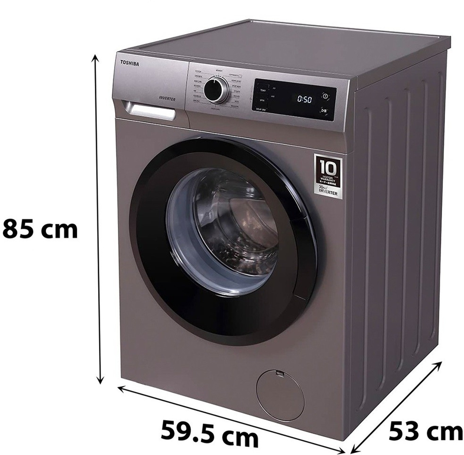 Image of TOSHIBA 7.5 kg Fully Automatic Front Load Washing Machine with In-built Heater Silver