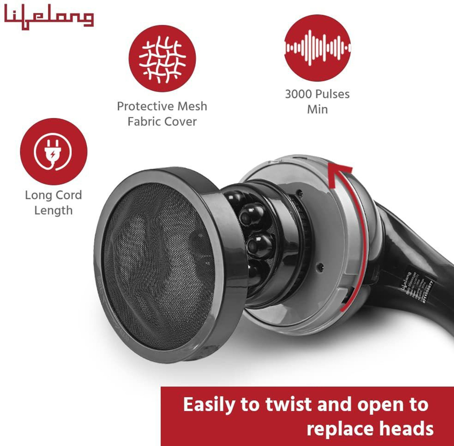 Image of Lifelong LLM171 Powerful Electric Handheld Full Body Massager|Pain Relief of Back, Neck and Foot Massager