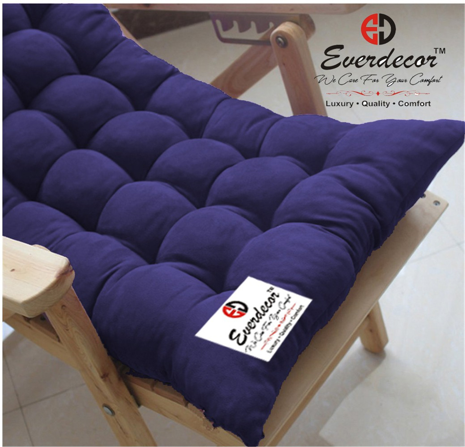 Image of EVERDECOR Polyester Fibre Chair Pad Pack of 1 Solid Rocking Chairpad Cushion