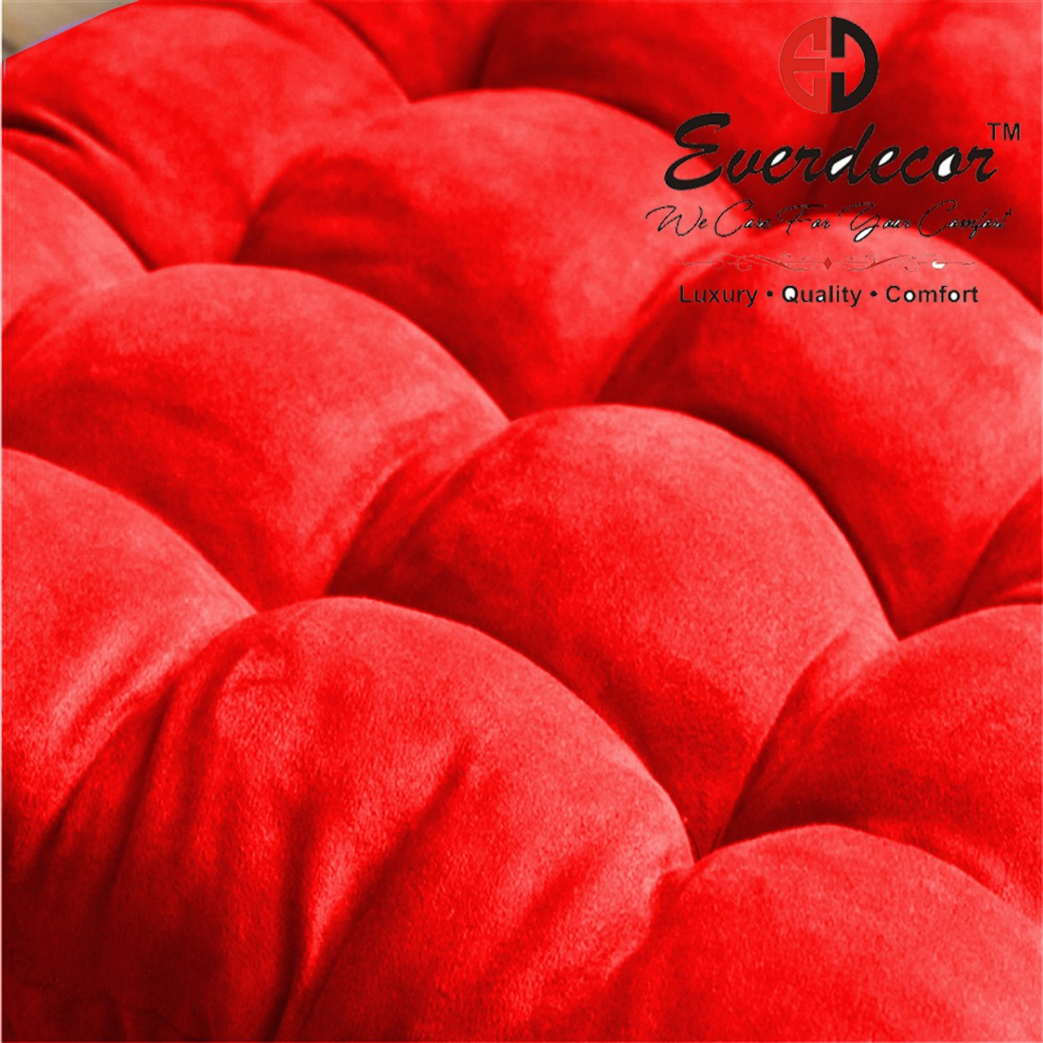Image of EVERDECOR Polyester Fibre Chair Pad Pack of 1 Solid Rocking Chairpad Cushion