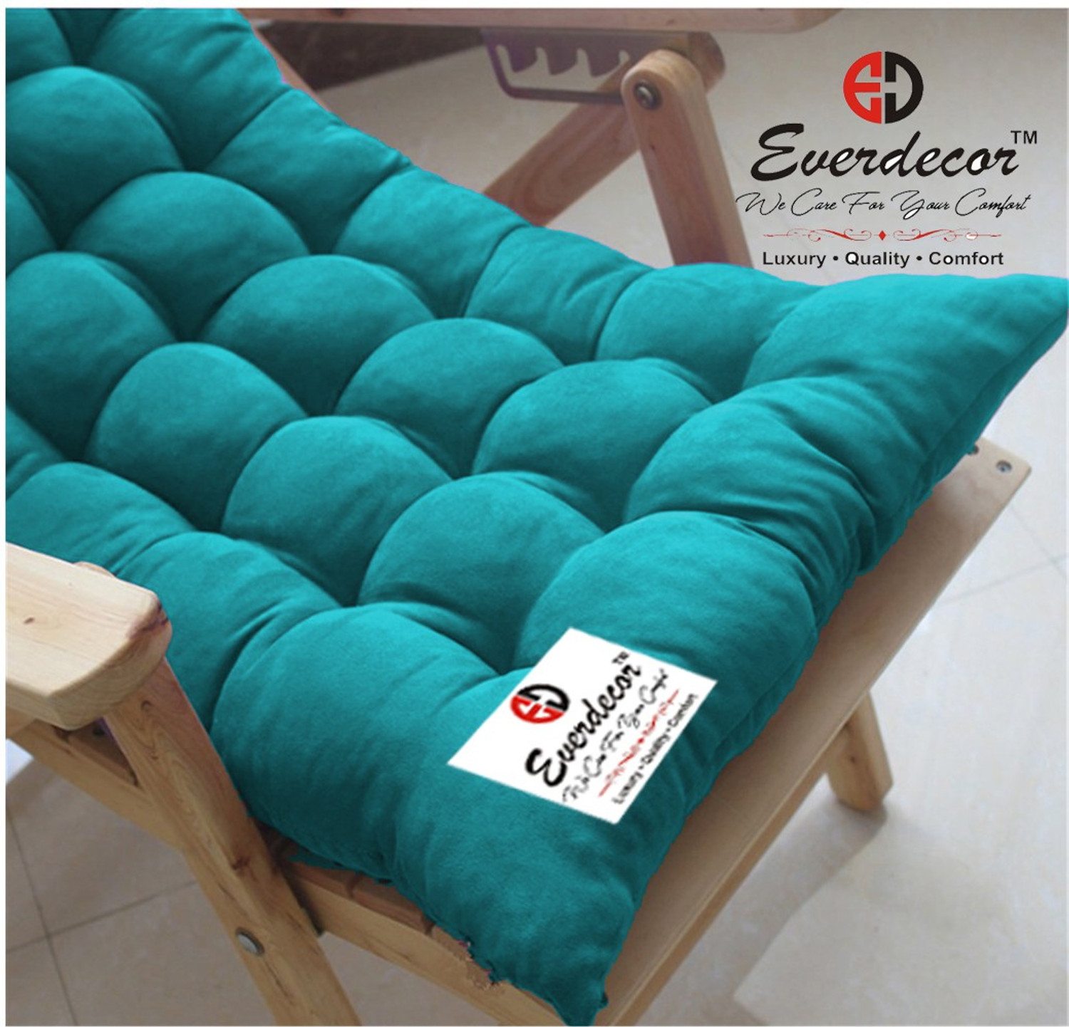 Image of EVERDECOR Polyester Fibre Chair Pad Pack of 1 Solid Rocking Chairpad Cushion